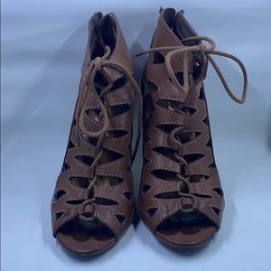 Chinese Laundry Brown Peep Toe Sandal Heels